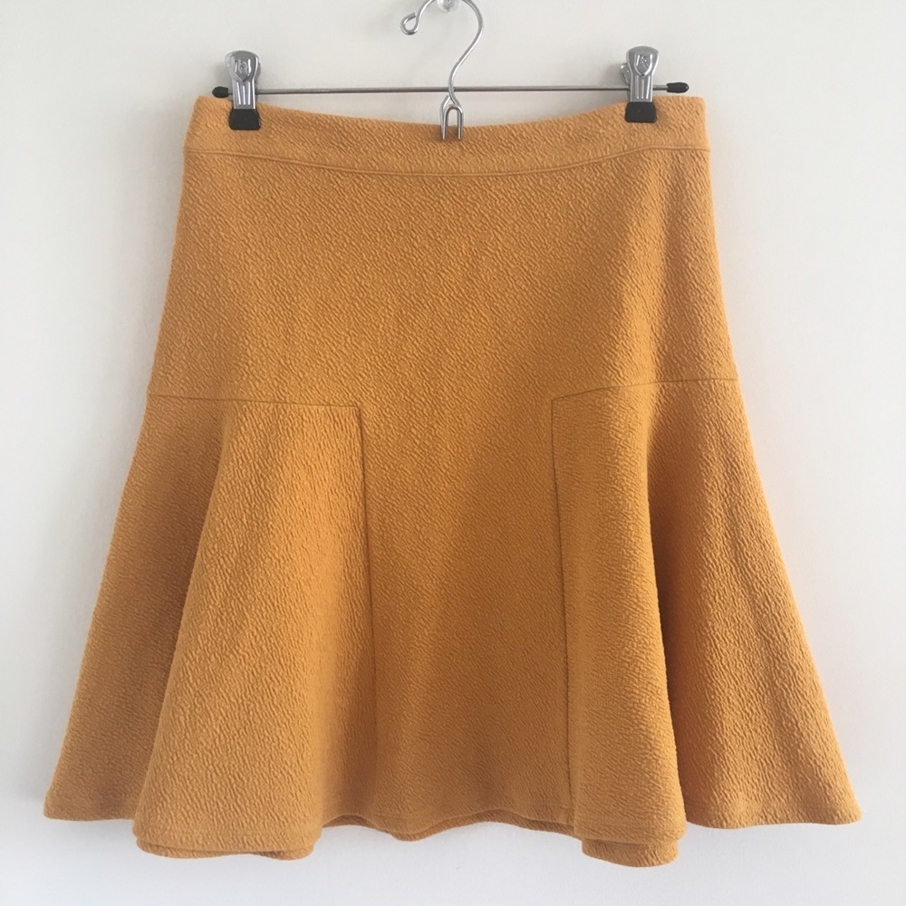 Anthropologie Maeve Yellow Flared Skirt Sz S